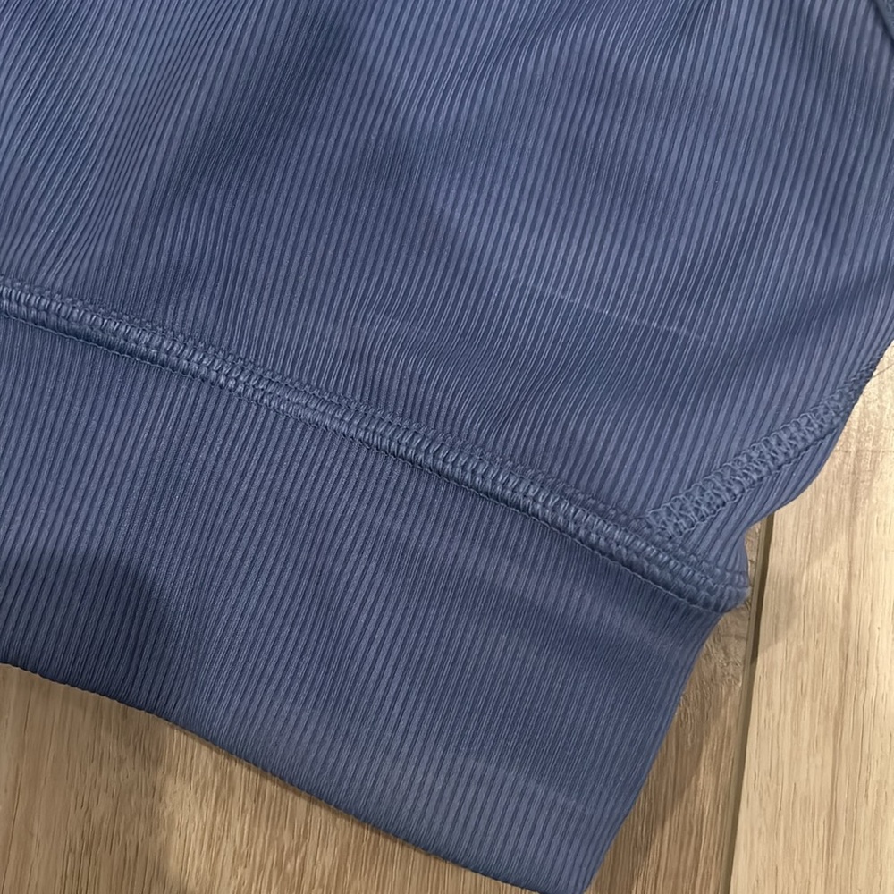 adidas Blue Ribbed High-Neck Sports Bra - Picture 2 of 4